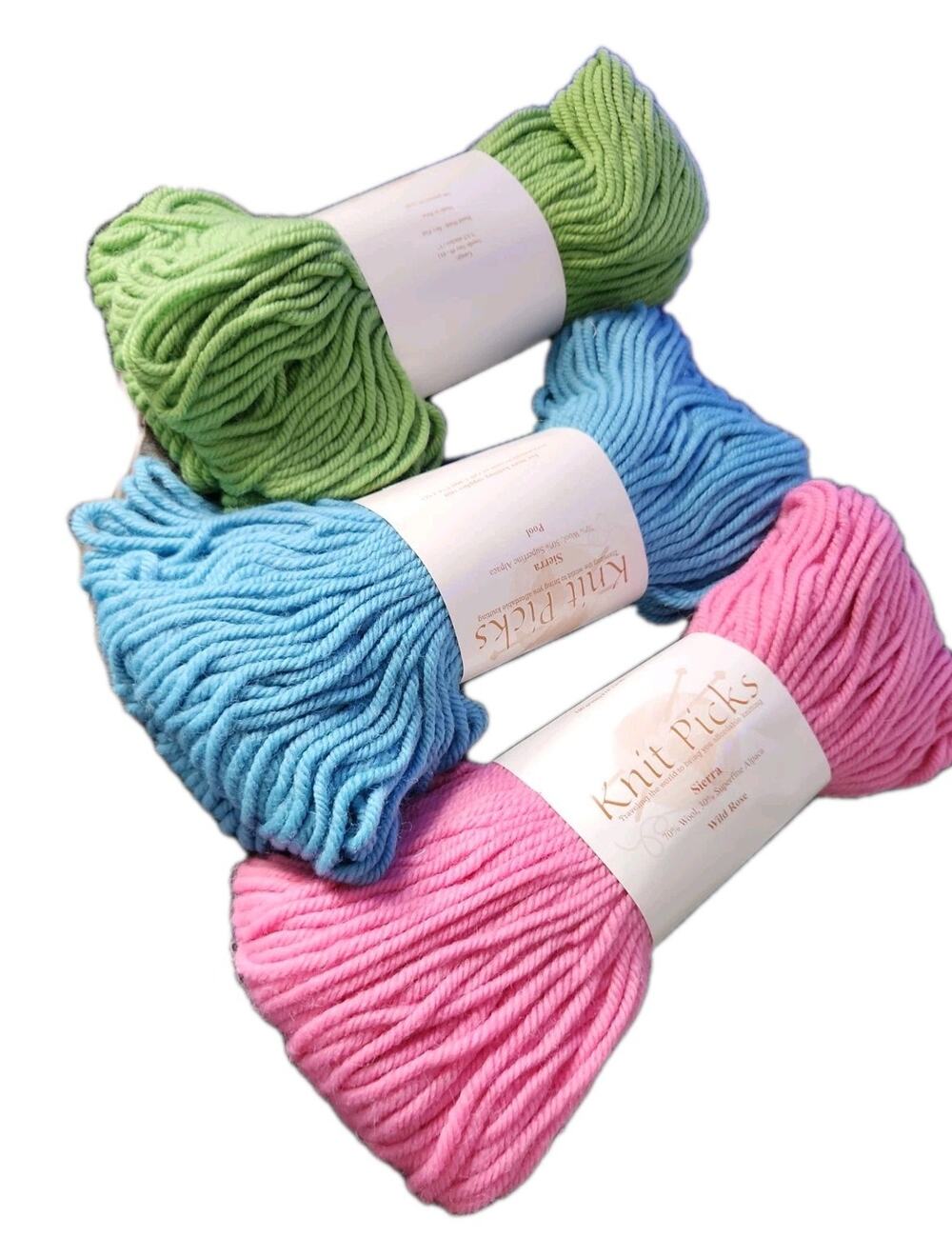 Knit Picks Sierra Yarn Lot of 3 Bulky Wool Alpaca Spring Pastel Colors